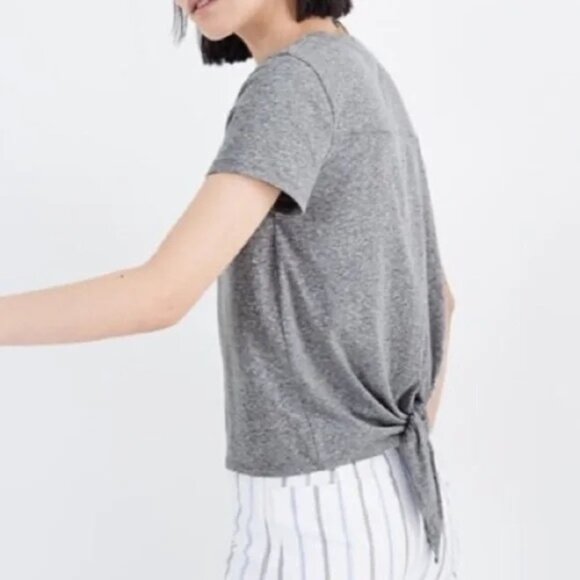 Madewell Grey Knot Back Short Sleeve Tee - Picture 2 of 5